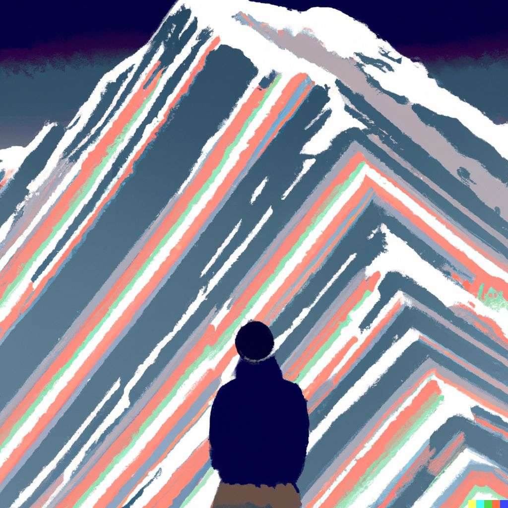 someone gazing at Mount Everest, digital art, op art